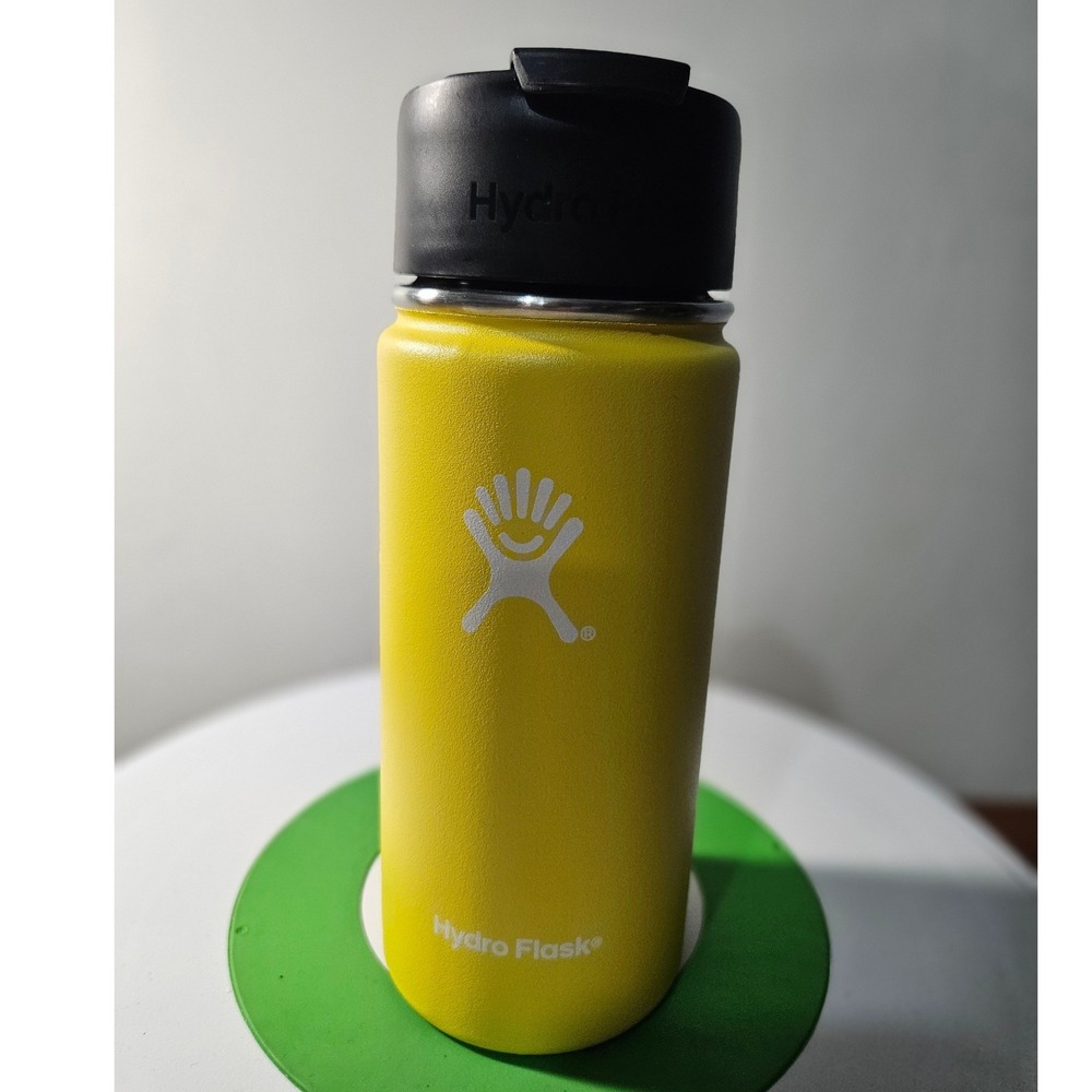 Hydro Flask Water Bottle Unisex 16oz Lemon Yellow Wide Mouth Hydro Flip Lid New